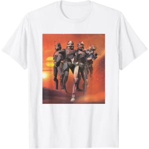 imageStar Wars The Bad Batch Hunter Wrecker Tech Crosshair Sunset TShirtWhite