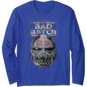 imageStar Wars The Bad Batch Wrecker Helmet Sketch Long Sleeve TShirtRoyal Blue