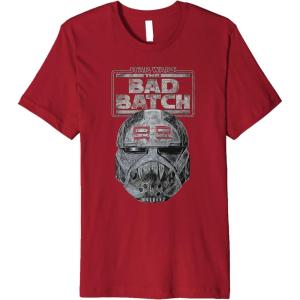 imageStar Wars The Bad Batch Wrecker Helmet Sketch Premium TShirtCranberry Red