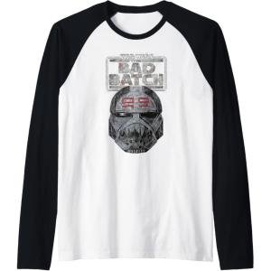 imageStar Wars The Bad Batch Wrecker Helmet Sketch Raglan Baseball TeeBlackWhite