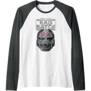 imageStar Wars The Bad Batch Wrecker Helmet Sketch Raglan Baseball TeeDark Heather GreyWhite