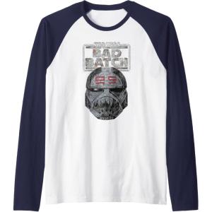 imageStar Wars The Bad Batch Wrecker Helmet Sketch Raglan Baseball TeeNavy BlueWhite
