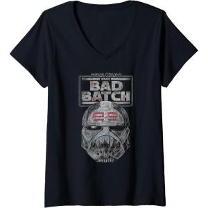 imageStar Wars The Bad Batch Wrecker Helmet Sketch VNeck TShirtBlack