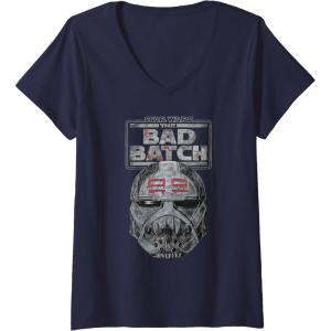 imageStar Wars The Bad Batch Wrecker Helmet Sketch VNeck TShirtNavy Blue