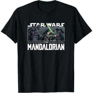 imageStar Wars The Mandalorian Luke Skywalker Vs Dark Troopers TShirtBlack