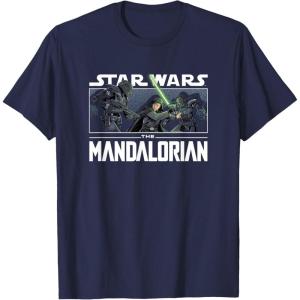 imageStar Wars The Mandalorian Luke Skywalker Vs Dark Troopers TShirtNavy Blue