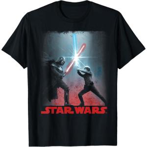 imageStar Wars Darth Vader Luke Skywalker Battle Silhouette TShirtBlack