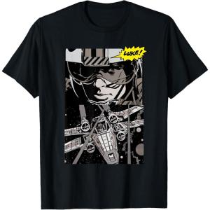 imageStar Wars Luke Skywalker XWing Fighter Comic Style TShirt TShirtBlack