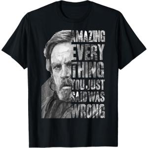 imageStar Wars The Last Jedi Luke Skywalker Everything Is Wrong TShirtBlack