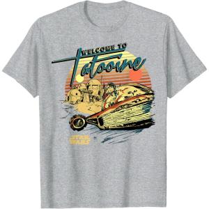 imageStar Wars Welcome To Tatooine Luke Skywalker Poster TShirtHeather Grey