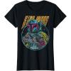 imageStar Wars Boba Fett Neon Blaster Vintage Disney TShirtBlack