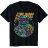 imageStar Wars Boba Fett Neon Blaster Vintage Disney TShirtBlack