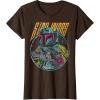 imageStar Wars Boba Fett Neon Blaster Vintage Disney TShirtBrown