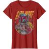 imageStar Wars Boba Fett Neon Blaster Vintage Disney TShirtCranberry Red