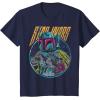 imageStar Wars Boba Fett Neon Blaster Vintage Disney TShirtNavy Blue