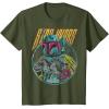 imageStar Wars Boba Fett Neon Blaster Vintage Disney TShirtOlive Green