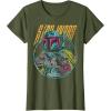 imageStar Wars Boba Fett Neon Blaster Vintage Disney TShirtOlive Green