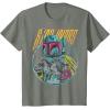 imageStar Wars Boba Fett Neon Blaster Vintage Disney TShirtOlive Heather