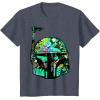 imageStar Wars Classic Hawaiian Print Boba Fett Helmet TShirt C1 TShirtHeather Blue