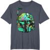 imageStar Wars Classic Hawaiian Print Boba Fett Helmet TShirt C1 TShirtHeather Blue