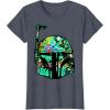 imageStar Wars Classic Hawaiian Print Boba Fett Helmet TShirt C1 TShirtHeather Blue