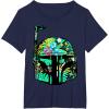imageStar Wars Classic Hawaiian Print Boba Fett Helmet TShirt C1 TShirtNavy Blue