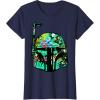 imageStar Wars Classic Hawaiian Print Boba Fett Helmet TShirt C1 TShirtNavy Blue