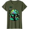 imageStar Wars Classic Hawaiian Print Boba Fett Helmet TShirt C1 TShirtOlive Green