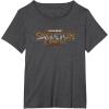 imageStar Wars Skeleton Crew Distressed Metal Title Logo TShirtDark Heather Grey