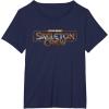imageStar Wars Skeleton Crew Distressed Metal Title Logo TShirtNavy Blue