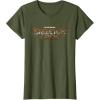 imageStar Wars Skeleton Crew Distressed Metal Title Logo TShirtOlive Green