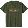 imageStar Wars Skeleton Crew Distressed Metal Title Logo TShirtOlive Green