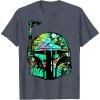 imageStar Wars Classic Hawaiian Print Boba Fett Helmet TShirt C1 TShirtHeather Blue
