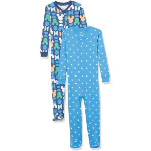 imageAmazon Essentials Disney  Marvel  Star Wars Unisex Babies and Toddlers SnugFit Cotton Footed Pajamas MultipacksMickey Oh Boy