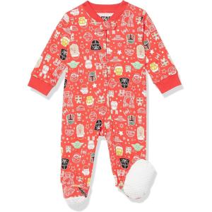 imageAmazon Essentials Disney  Marvel  Star Wars Unisex Babies and Toddlers SnugFit Cotton Footed Pajamas MultipacksStar Wars Holiday  Sleep  Play