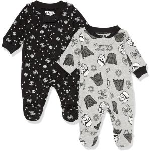 imageAmazon Essentials Disney  Marvel  Star Wars Unisex Babies and Toddlers SnugFit Cotton Footed Pajamas MultipacksStar Wars Tiny Trooper