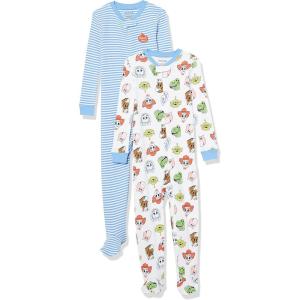 imageAmazon Essentials Disney  Marvel  Star Wars Unisex Babies and Toddlers SnugFit Cotton Footed Pajamas MultipacksToy Story Play Nice