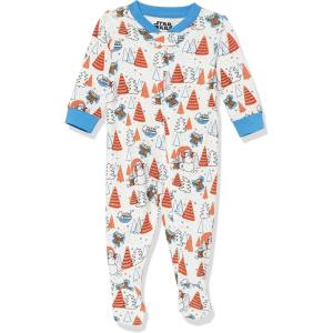 imageAmazon Essentials Disney  Marvel  Star Wars Unisex Babies and Toddlers SnugFit Cotton Footed Pajamas MultipacksWhite Star Wars Mando