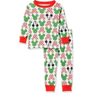 imageAmazon Essentials Disney  Marvel  Star Wars Unisex Kids SnugFit Cotton PajamasMickey Holiday  Baby and Kids