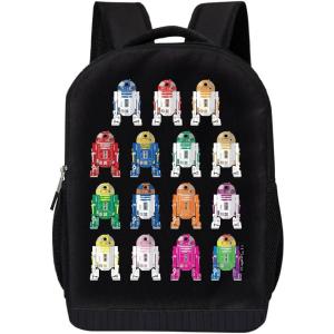 imageSTAR WARS Lucasfilm Backpack Black R2D2 18 Inch Air Mesh Padded BagR2d2 Multi