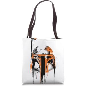 imageStar Wars Boba Fett Helmet Paint Drip White Tote Bag