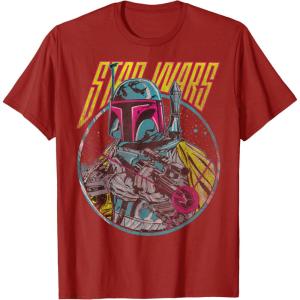imageStar Wars Boba Fett Neon Blaster Vintage Disney TShirtCranberry Red