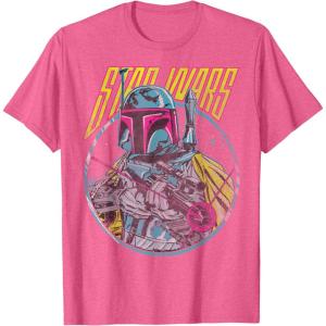 imageStar Wars Boba Fett Neon Blaster Vintage Disney TShirtPink Heather