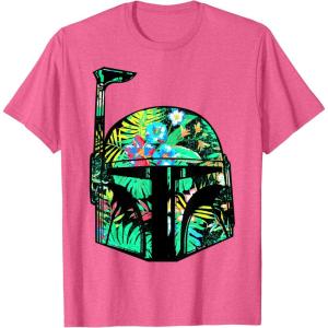 imageStar Wars Classic Hawaiian Print Boba Fett Helmet TShirt C1 TShirtPink Heather