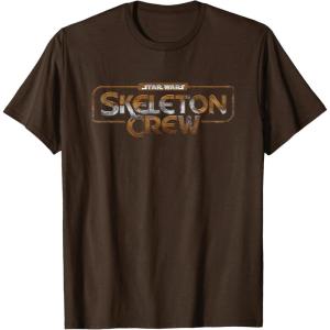 imageStar Wars Skeleton Crew Distressed Metal Title Logo TShirtBrown
