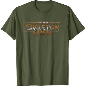 imageStar Wars Skeleton Crew Distressed Metal Title Logo TShirtOlive Green