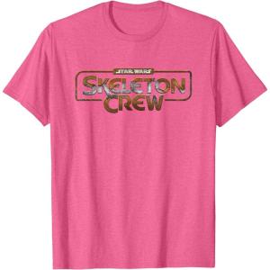 imageStar Wars Skeleton Crew Distressed Metal Title Logo TShirtPink Heather