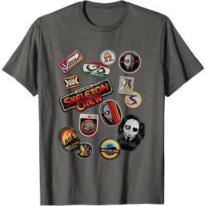 imageStar Wars Skeleton Crew Vintage Character Patches TShirtAsphalt Grey