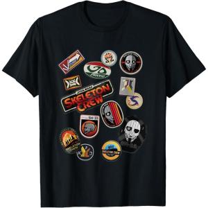 imageStar Wars Skeleton Crew Vintage Character Patches TShirtBlack