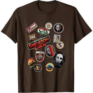 imageStar Wars Skeleton Crew Vintage Character Patches TShirtBrown